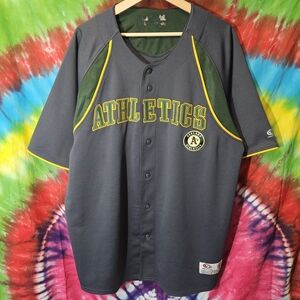 Oakland Athletics Dark Gray Team Baseball Jersey with Yellow Trim True Fan TagXL